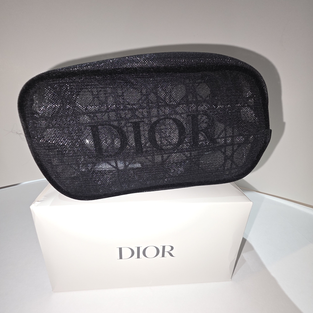 Dior Black Mesh Cosmetic Bag